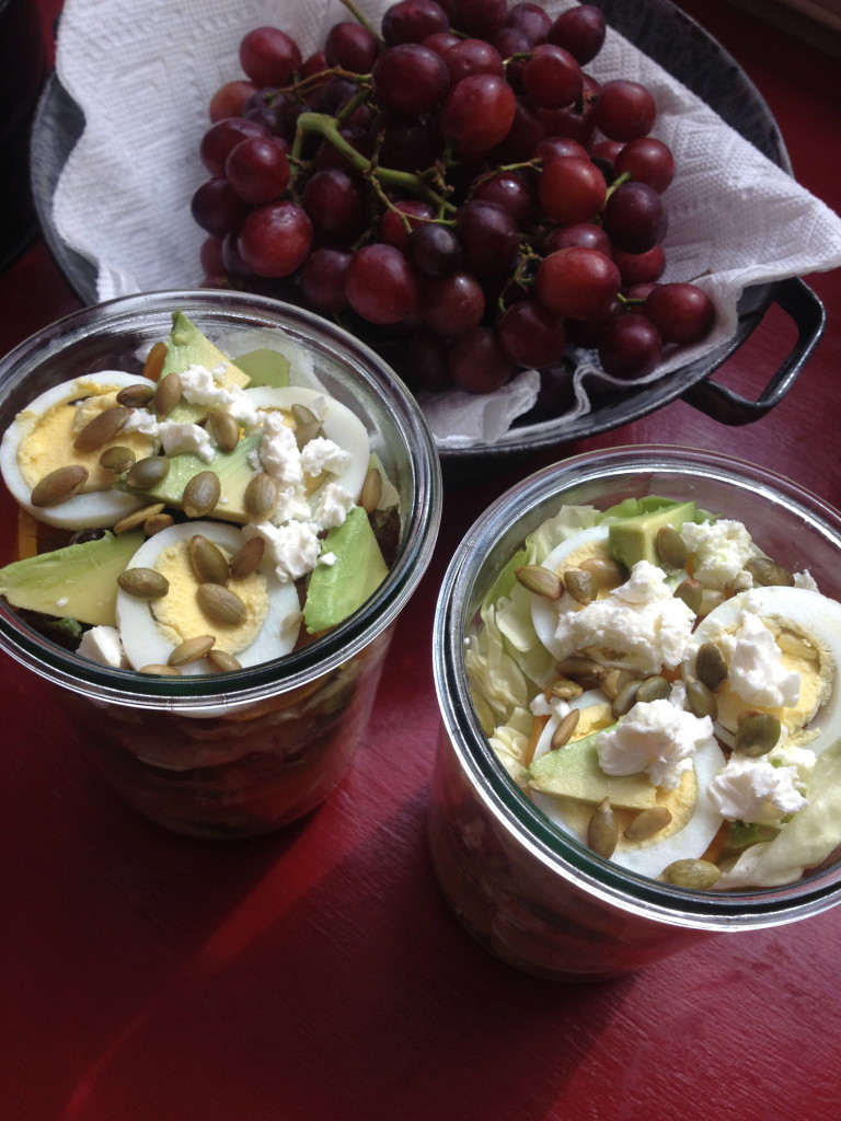 Layered Salad of Bibb Lettuce, Eggs, Beets, Avocado, and Pepitas 2
