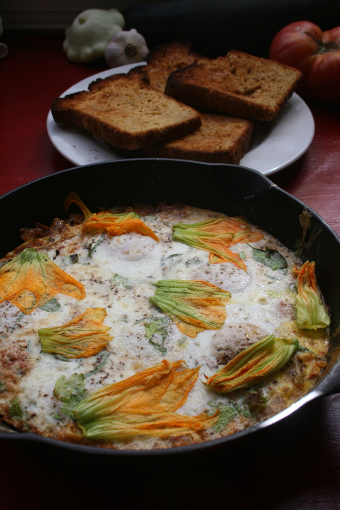 Squash Blossoms with Baked Eggs 3