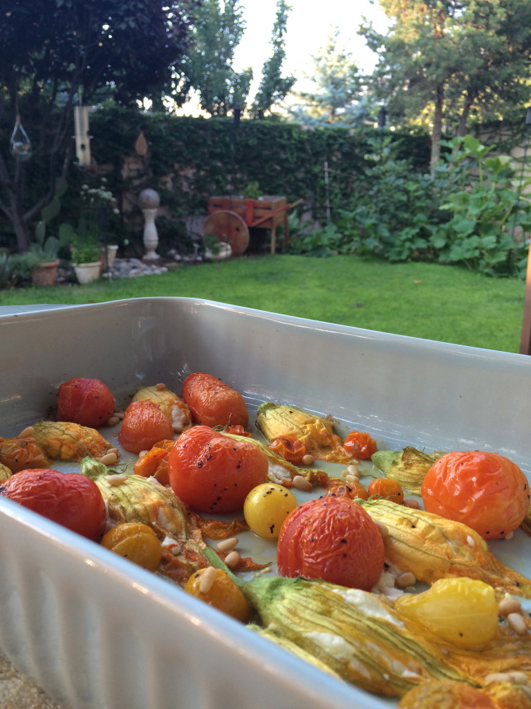 Goat Cheese Stuffed Squash Blossom and Roasted Tomatoes 4