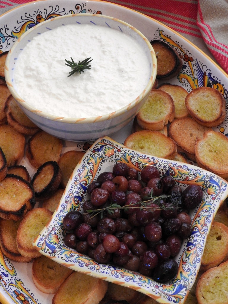 Homemade Ricotta and Thyme Roasted Grapes