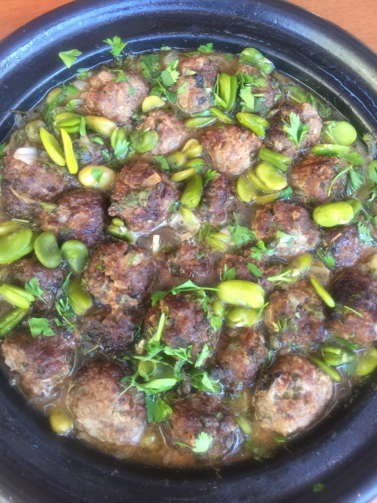 BEEF AND LAMB MEATBALLS WITH FAVA BEANS AND LEMON